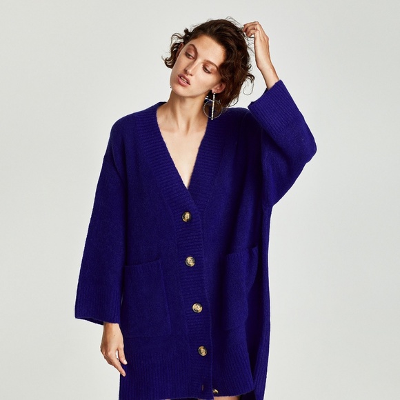 Zara Oversized Cardigan With Uneven Hem - Picture 3 of 7